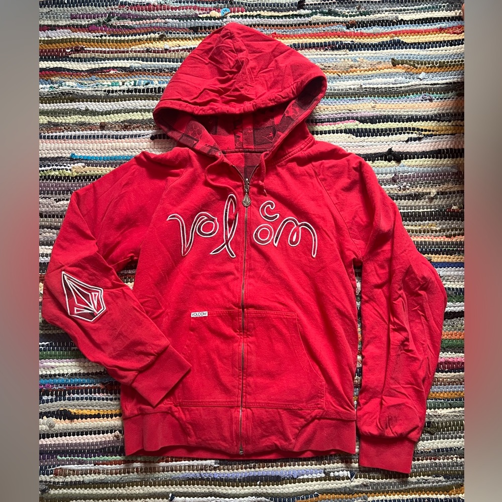 reversible volcom y2k zip up hoodie